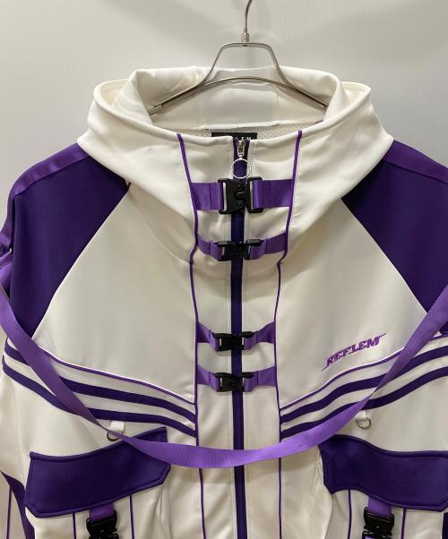 REFLEM（レフレム）REFLEM (レフレム) サイバー切替ハイネックパーカー パープル×ホワイト サイズ:Freeの古着・服飾アイテム
