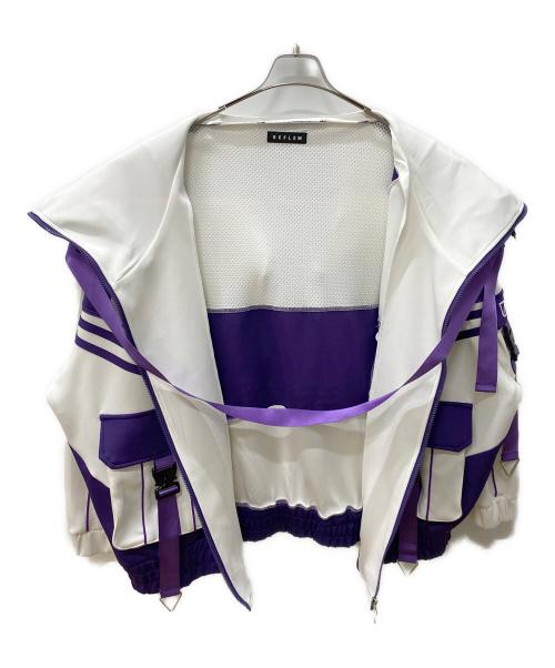 REFLEM（レフレム）REFLEM (レフレム) サイバー切替ハイネックパーカー パープル×ホワイト サイズ:Freeの古着・服飾アイテム