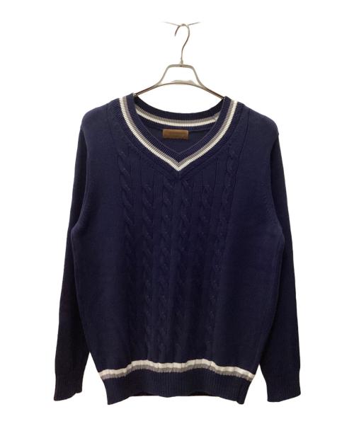 TOMORROW LAND（トゥモローランド）TOMORROW LAND (トゥモローランド) コットン チルデンVネックニット ネイビー サイズ:Mの古着・服飾アイテム
