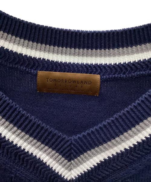 TOMORROW LAND（トゥモローランド）TOMORROW LAND (トゥモローランド) コットン チルデンVネックニット ネイビー サイズ:Mの古着・服飾アイテム