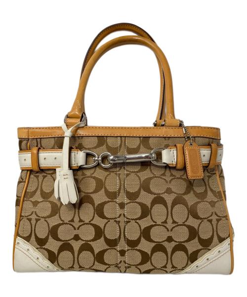 COACH（コーチ）COACH (コーチ) ハンドバッグ ベージュ×ホワイトの古着・服飾アイテム