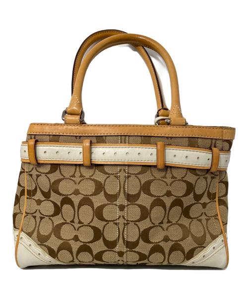 COACH（コーチ）COACH (コーチ) ハンドバッグ ベージュ×ホワイトの古着・服飾アイテム