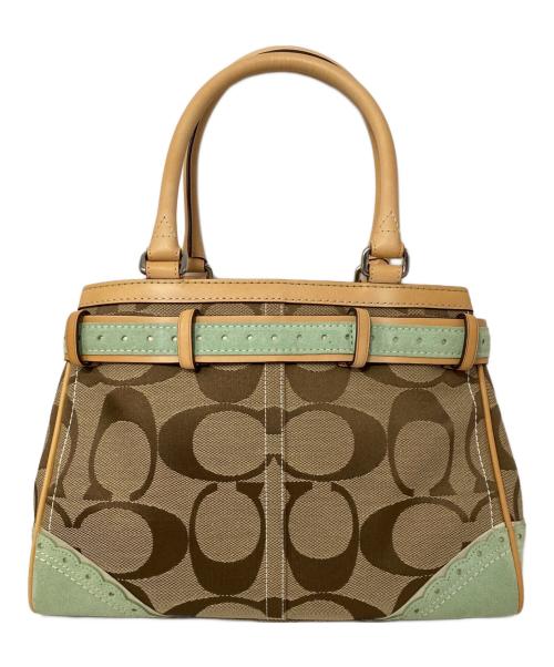 COACH（コーチ）COACH (コーチ) ハンドバッグ ベージュ×ミントの古着・服飾アイテム