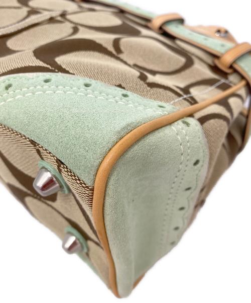 COACH（コーチ）COACH (コーチ) ハンドバッグ ベージュ×ミントの古着・服飾アイテム