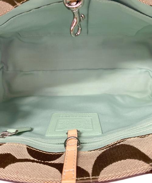 COACH（コーチ）COACH (コーチ) ハンドバッグ ベージュ×ミントの古着・服飾アイテム