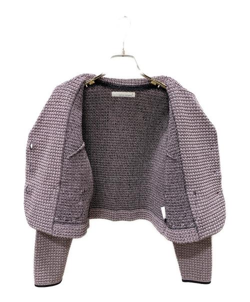 Jolie mignon（ジョリ―ミニョン）Jolie mignon (ジョリ―ミニョン) テーラードニットジャケット ピンク サイズ:40の古着・服飾アイテム