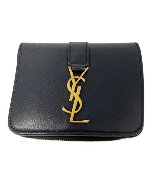 Saint Laurent Paris（サンローランパリ）Saint Laurent Paris (サンローランパリ) ラージジップウォレット “YSL ライン” ブラックの古着・服飾アイテム