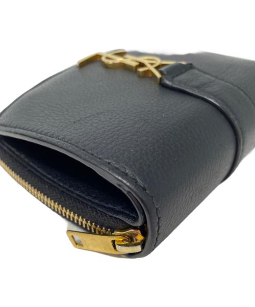 Saint Laurent Paris（サンローランパリ）Saint Laurent Paris (サンローランパリ) ラージジップウォレット “YSL ライン” ブラックの古着・服飾アイテム