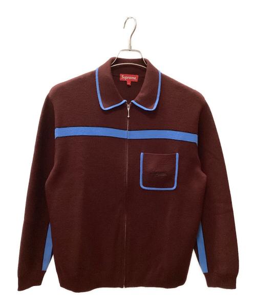 SUPREME（シュプリーム）Supreme (シュプリーム) chest stripe zip up cardigan ワインレッド サイズ:Sの古着・服飾アイテム