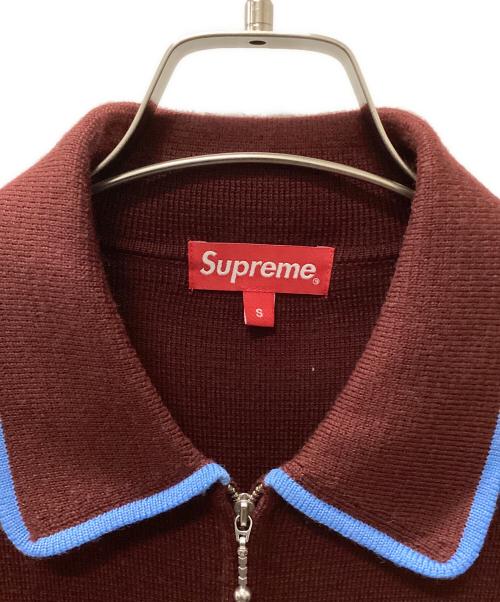 SUPREME（シュプリーム）Supreme (シュプリーム) chest stripe zip up cardigan ワインレッド サイズ:Sの古着・服飾アイテム
