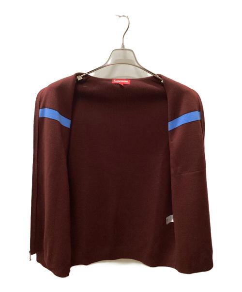 SUPREME（シュプリーム）Supreme (シュプリーム) chest stripe zip up cardigan ワインレッド サイズ:Sの古着・服飾アイテム