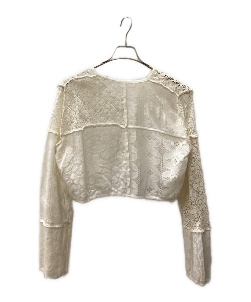 anuke（アンヌーク）anuke (アンヌーク) パッチワークレースカーディガン ホワイト サイズ:Fの古着・服飾アイテム