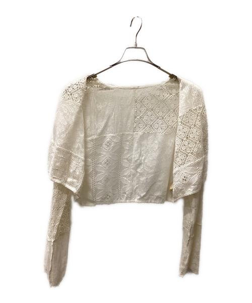 anuke（アンヌーク）anuke (アンヌーク) パッチワークレースカーディガン ホワイト サイズ:Fの古着・服飾アイテム