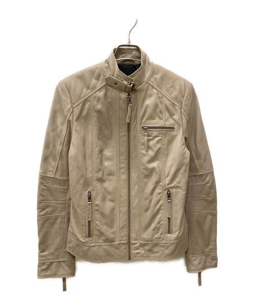 Haruf（ハルフ）Haruf (ハルフ) シングルライダースジャケット ベージュ サイズ:Lの古着・服飾アイテム