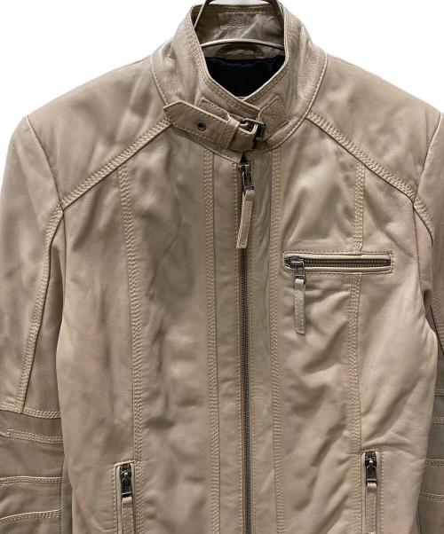 Haruf（ハルフ）Haruf (ハルフ) シングルライダースジャケット ベージュ サイズ:Lの古着・服飾アイテム