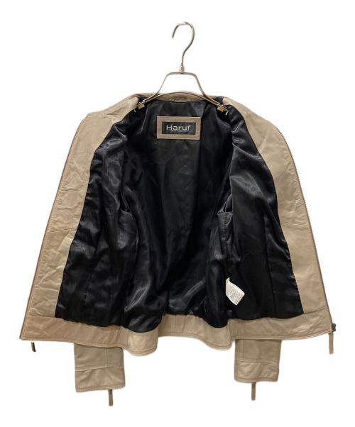 Haruf（ハルフ）Haruf (ハルフ) シングルライダースジャケット ベージュ サイズ:Lの古着・服飾アイテム