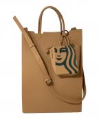 STARBUCKS COFFEEスターバックス コーヒー）の古着「2wayレザートートバッグ」｜カーキ