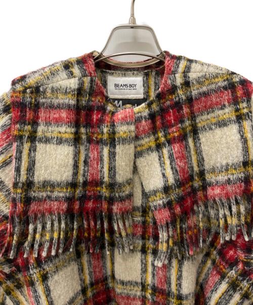 BEAMS BOY（ビームスボーイ）BEAMS BOY (ビームスボーイ) フリンジブルゾン ホワイト×レッド サイズ:不明の古着・服飾アイテム