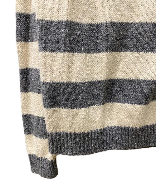 HUMAN MADE（ヒューマンメイド）HUMAN MADE (ヒューマンメイド) Heart Stripe Border Reglan Knit ホワイト×グレー サイズ:Lの古着・服飾アイテム