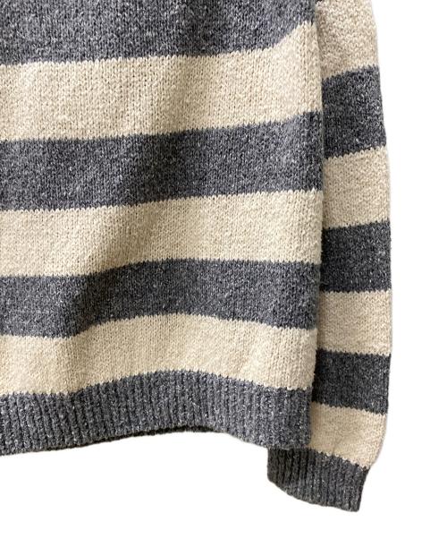 HUMAN MADE（ヒューマンメイド）HUMAN MADE (ヒューマンメイド) Heart Stripe Border Reglan Knit ホワイト×グレー サイズ:Lの古着・服飾アイテム