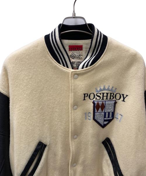 POSH BOY（ポッシュボーイ）POSH BOY (ポッシュボーイ) スタジャン アイボリー×ブラック サイズ:Freeの古着・服飾アイテム