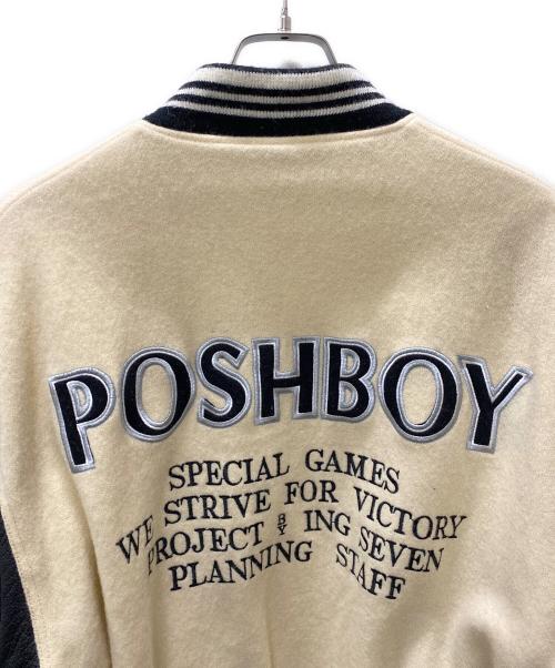 POSH BOY（ポッシュボーイ）POSH BOY (ポッシュボーイ) スタジャン アイボリー×ブラック サイズ:Freeの古着・服飾アイテム
