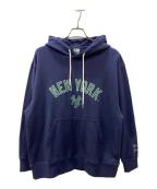 New Era×AZUL by moussyニューエラ×アズールバイマウジー）の古着「プルオーバーパーカー」｜ネイビー