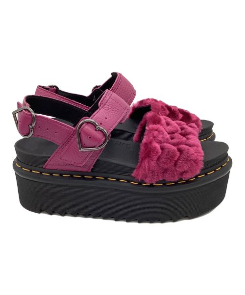 Dr.Martens（ドクターマーチン）Dr.Martens (ドクターマーチン) VOSS QUAD FLUFFY FAUX FUROLATFORM ブラック×ピンク サイズ:UK6の古着・服飾アイテム