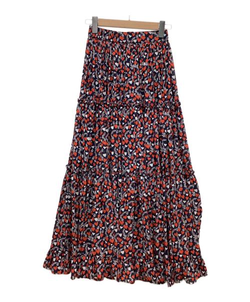 DOULE STANDARD CLOTHING（ダブルスタンダード クロージング）DOULE STANDARD CLOTHING (ダブルスタンダード クロージング) ハート柄シフォンティアードスカート ネイビー×レッド サイズ:Sの古着・服飾アイテム