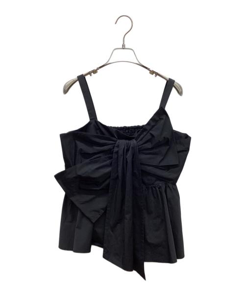 FRAY ID（フレイ アイディー）FRAY ID (フレイ アイディー) ペプラムリボントップス ブラック サイズ:Sの古着・服飾アイテム