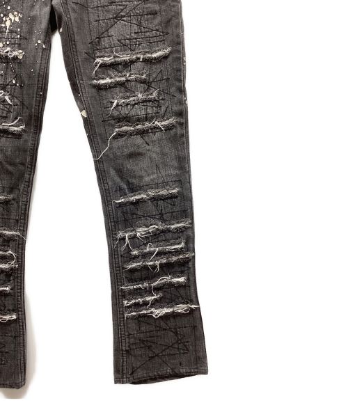 hysterics（ヒステリックス）hysterics (ヒステリックス) ダメージ加工ペイントデニムパンツ グレー サイズ:Sの古着・服飾アイテム