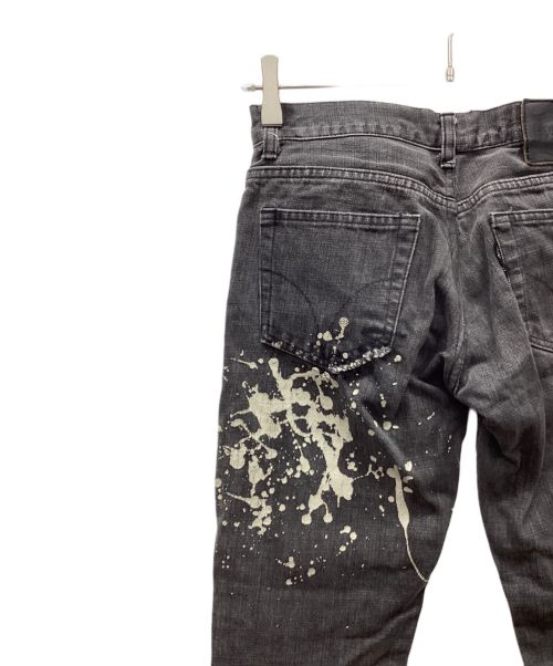hysterics（ヒステリックス）hysterics (ヒステリックス) ダメージ加工ペイントデニムパンツ グレー サイズ:Sの古着・服飾アイテム