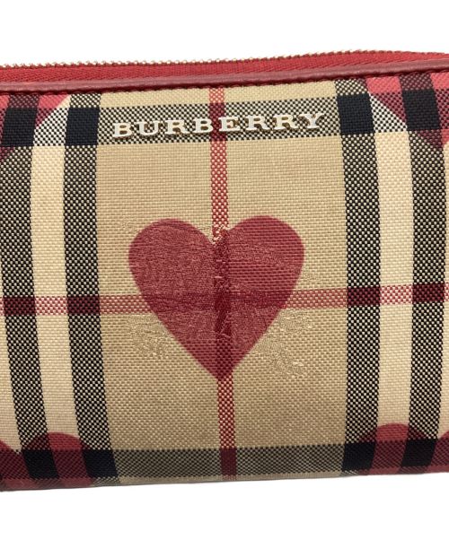 BURBERRY（バーバリー）BURBERRY (バーバリー) 長財布 レッド×ベージュの古着・服飾アイテム