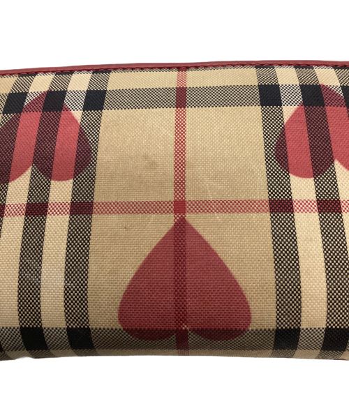 BURBERRY（バーバリー）BURBERRY (バーバリー) 長財布 レッド×ベージュの古着・服飾アイテム