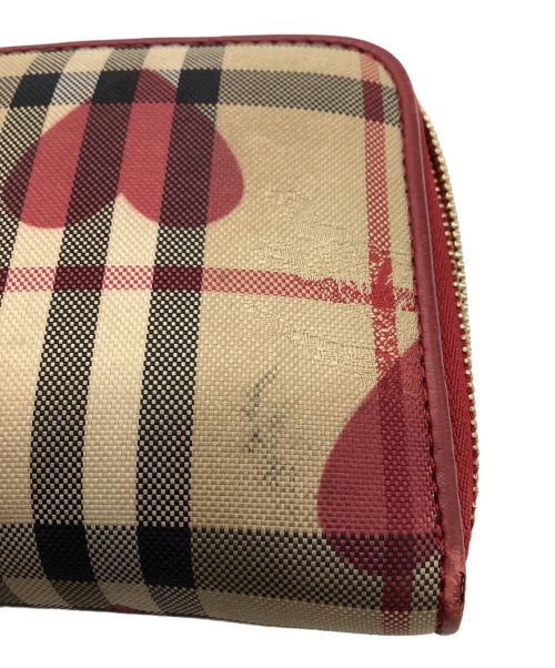 BURBERRY（バーバリー）BURBERRY (バーバリー) 長財布 レッド×ベージュの古着・服飾アイテム
