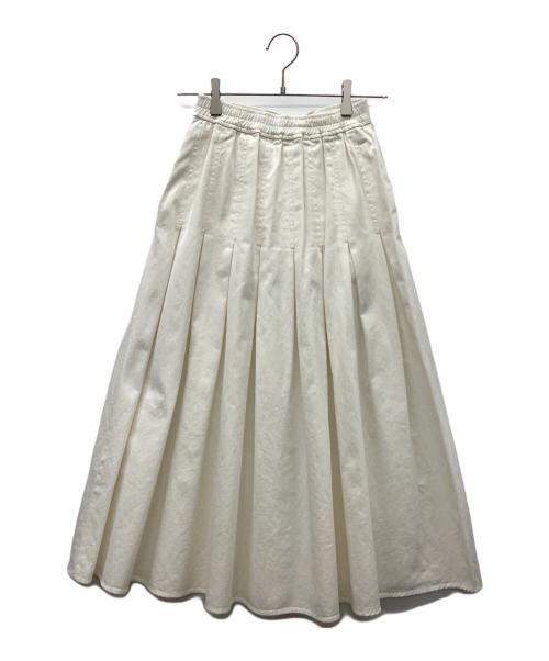 machatt（マチャット）machatt (マチャット) タックフレアスカート ホワイト サイズ:Freeの古着・服飾アイテム