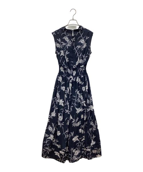 FRAY ID（フレイ アイディー）FRAY ID (フレイ アイディー) クリーンフラワーシャーリングワンピース ネイビー サイズ:Sの古着・服飾アイテム