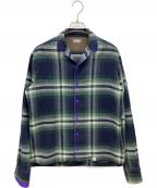 kolor/BEACONカラービーコン）の古着「長袖シャツ」｜ネイビー×グリーン