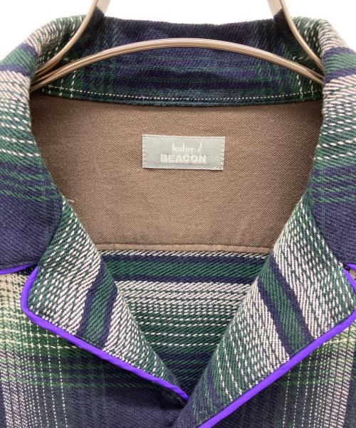 kolor/BEACON（カラービーコン）kolor/BEACON (カラービーコン) 長袖シャツ ネイビー×グリーン サイズ:Mの古着・服飾アイテム
