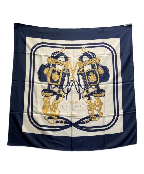 HERMES（エルメス）HERMES (エルメス) シルクスカーフ ネイビーの古着・服飾アイテム