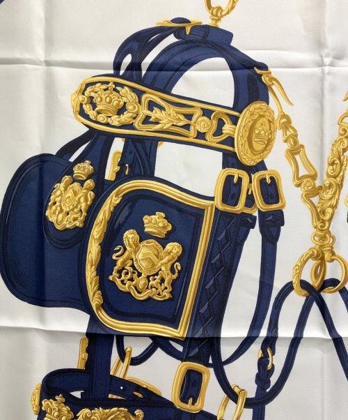 HERMES（エルメス）HERMES (エルメス) シルクスカーフ ネイビーの古着・服飾アイテム