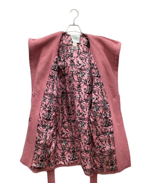 patou（パトゥ）patou (パトゥ) コットンブレンドブークレ ベルト付きドレスコート ピンク サイズ: XSの古着・服飾アイテム
