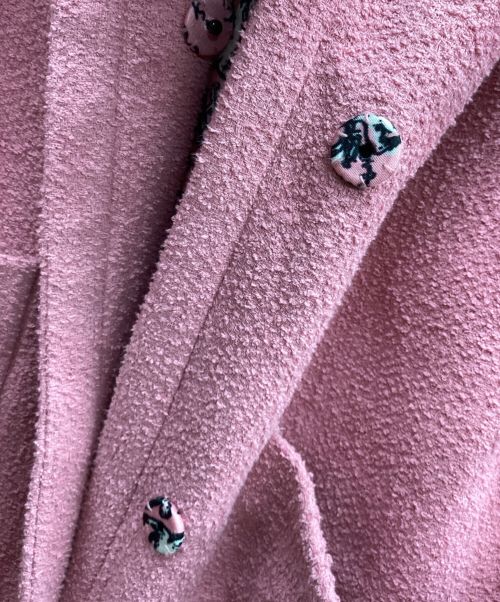 patou（パトゥ）patou (パトゥ) コットンブレンドブークレ ベルト付きドレスコート ピンク サイズ: XSの古着・服飾アイテム