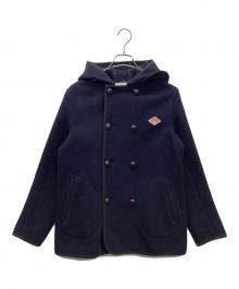 DANTON（ダントン）の古着「ウールモッサー フード ダブルボタンジャケット」｜ネイビー