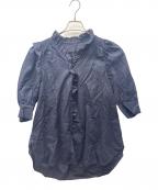 IENAイエナ）の古着「コットンシュリンクハーフスリーブブラウス」｜ネイビー
