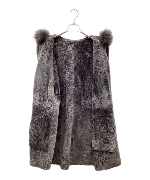 yves salomon（イヴサロモン）yves salomon (イヴサロモン) ラムレザーコート グレー サイズ:Mの古着・服飾アイテム