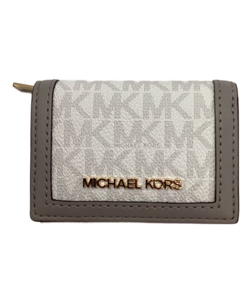 MICHAEL KORS（マイケル・コース）MICHAEL KORS (マイケルコース) コンパクトウォレット ホワイト×グレーの古着・服飾アイテム