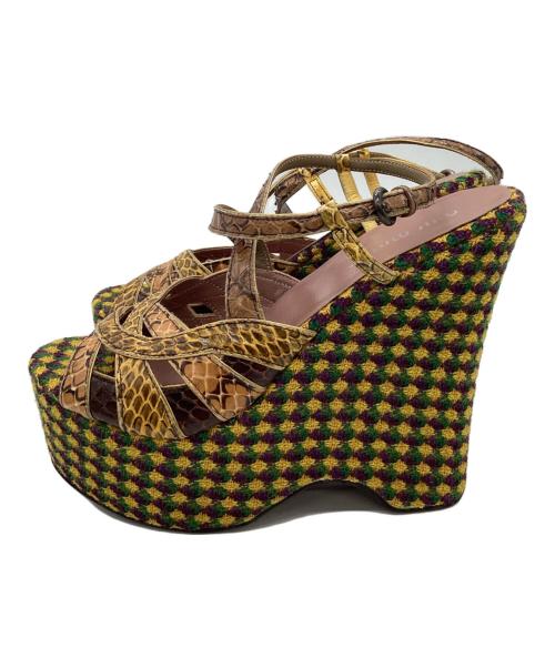 MIU MIU（ミュウミュウ）MIU MIU (ミュウミュウ) ウェッジソールサンダル イエロー サイズ:22.5の古着・服飾アイテム