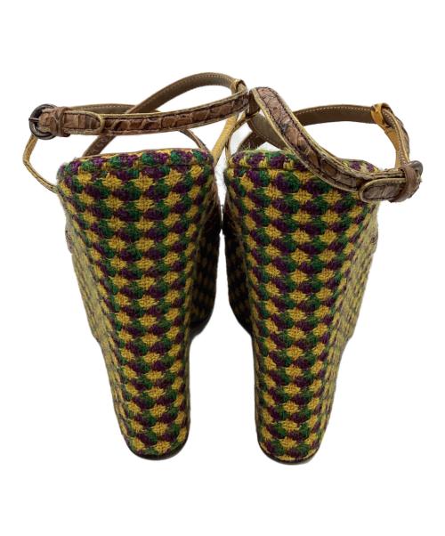 MIU MIU（ミュウミュウ）MIU MIU (ミュウミュウ) ウェッジソールサンダル イエロー サイズ:22.5の古着・服飾アイテム