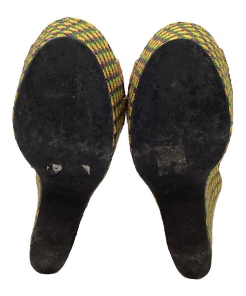 MIU MIU（ミュウミュウ）MIU MIU (ミュウミュウ) ウェッジソールサンダル イエロー サイズ:22.5の古着・服飾アイテム